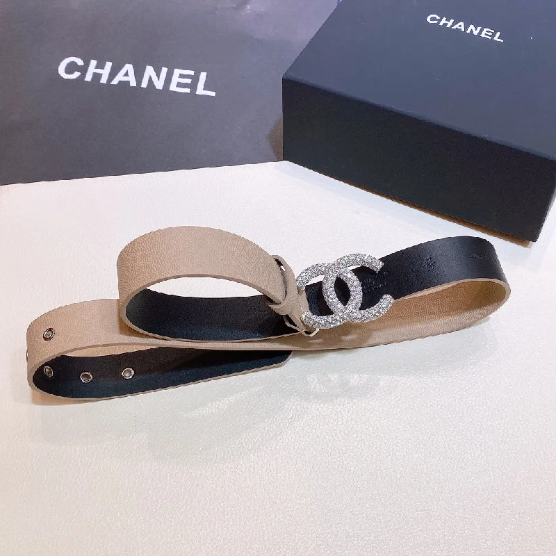 Chanel Belt With Beaded Buckle Beige with Silver Hardware Women Belt