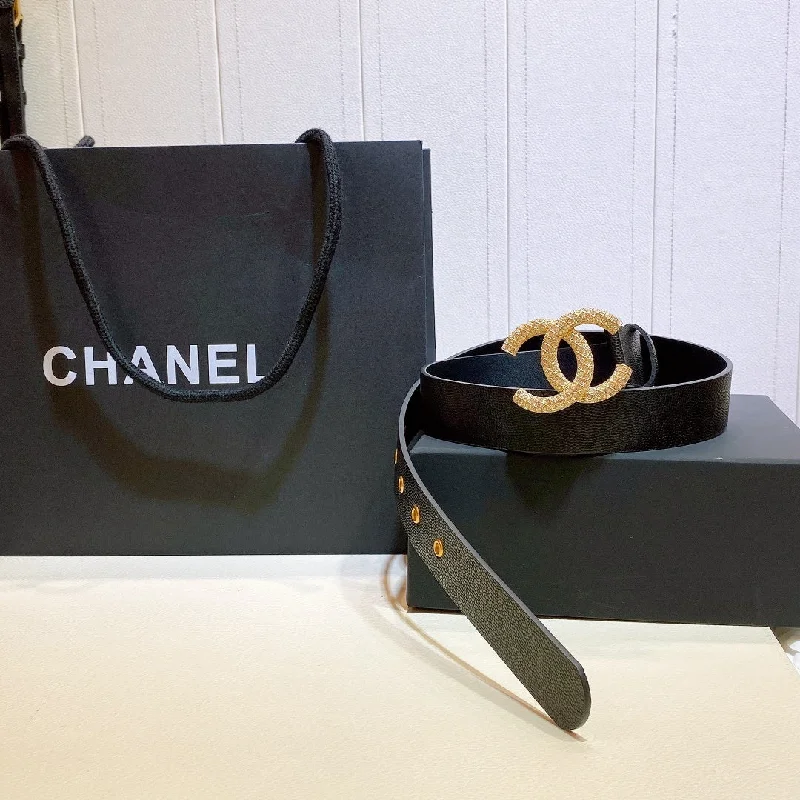 Chanel Belt With Beaded Buckle Black with Gold Toned Hardware Women Belt