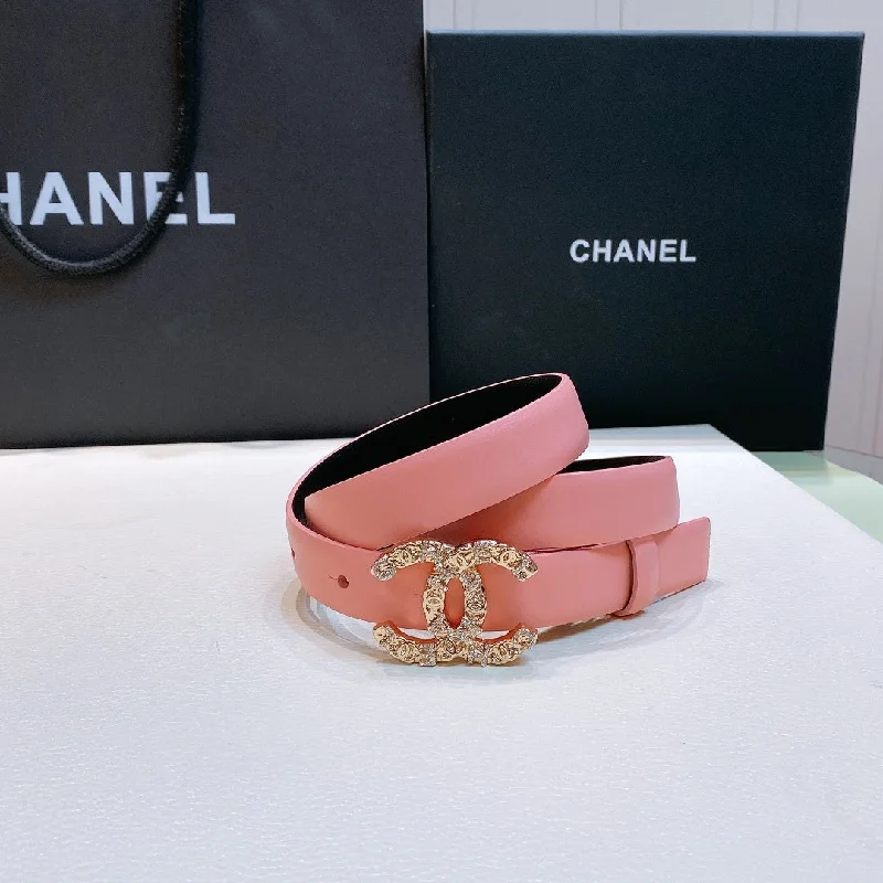 Chanel Belt With Beaded Buckle Pink Gold-Toned Metal and Strass Women Belt