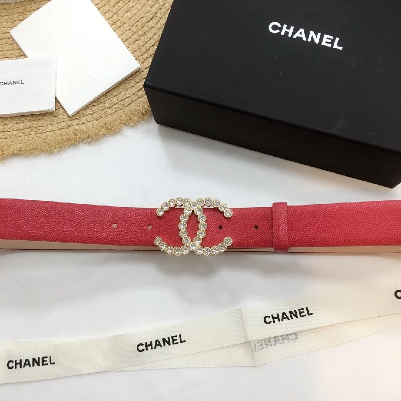 Chanel Belt With Beaded Buckle Red With Gold Toned Hardware Women Belt