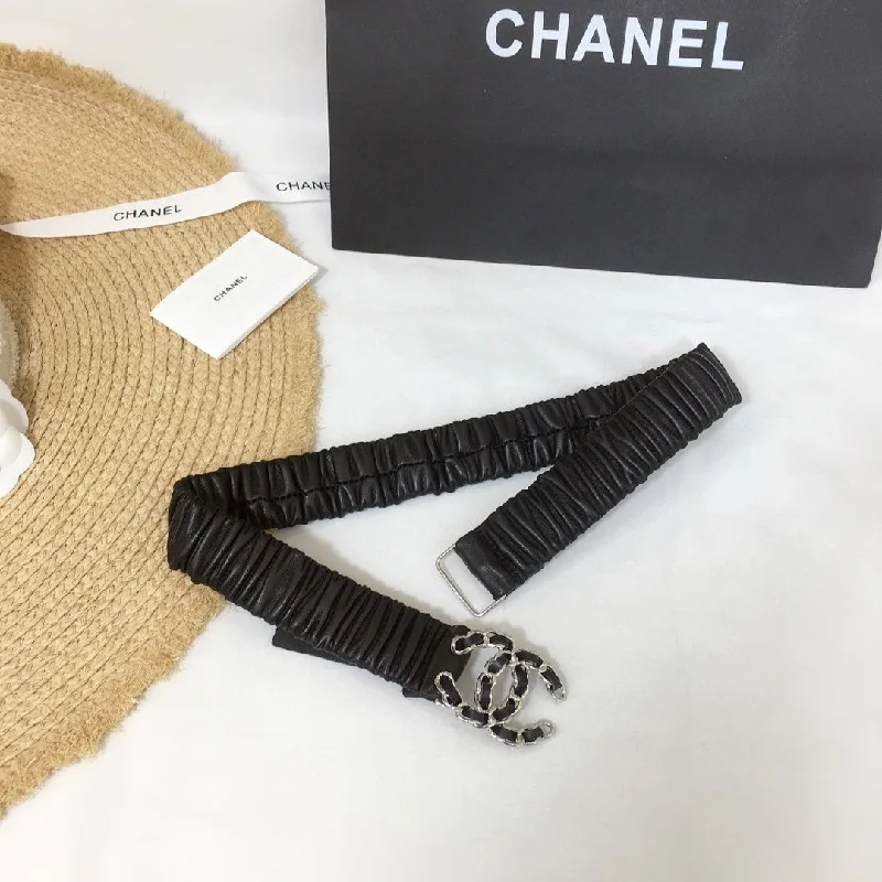 Chanel Belt With Double C Buckle Black Silver-Tone Metal and Strass Women Belt