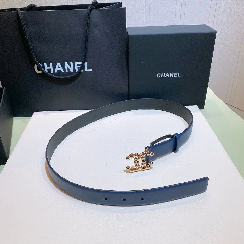 Chanel Belt With Double C Buckle Blue Gold-Toned Metal Women Belt