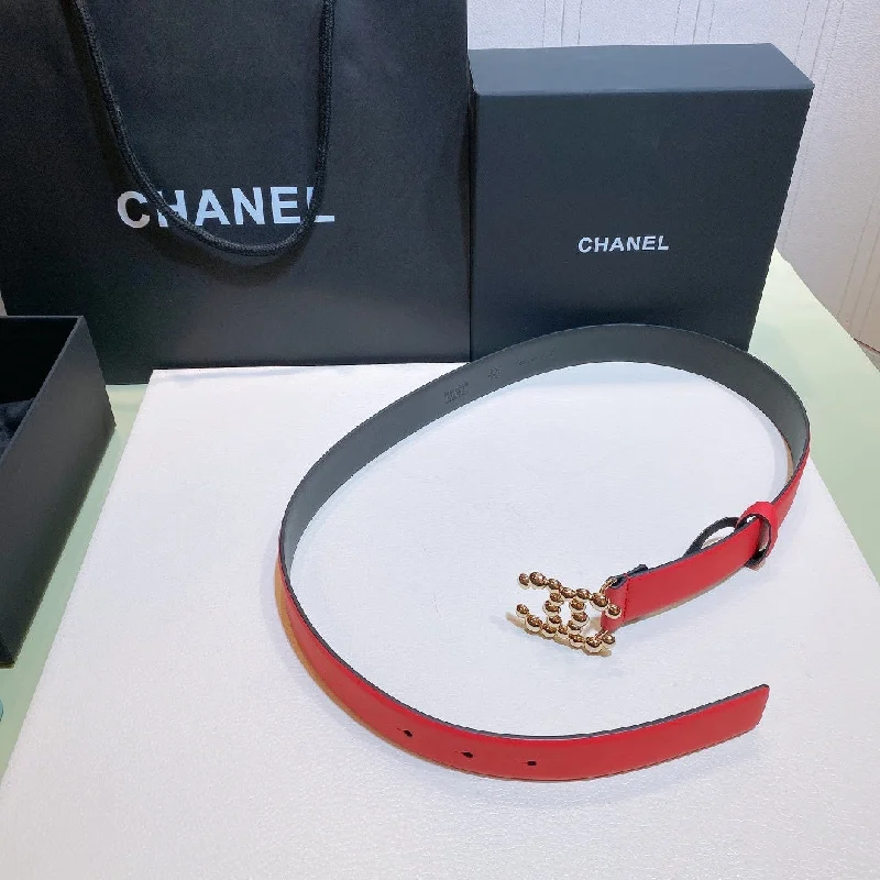 Chanel Belt With Double C Buckle Light Red Red-Toned Metal Women Belt