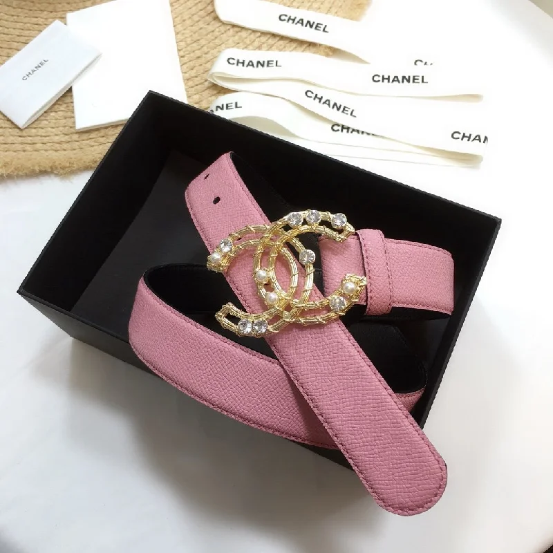 Chanel Belt With Double C Buckle Pink Gold Chanel Logo Hardware Women Belt