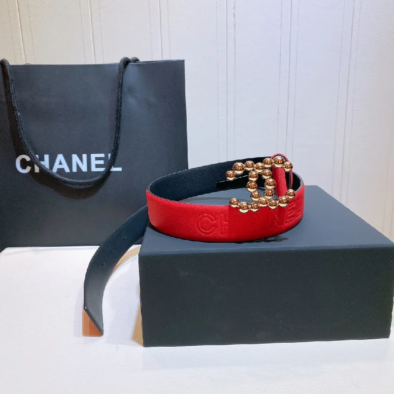 Chanel Belt With Double C Buckle Red Gold-Toned Metal Women Belt