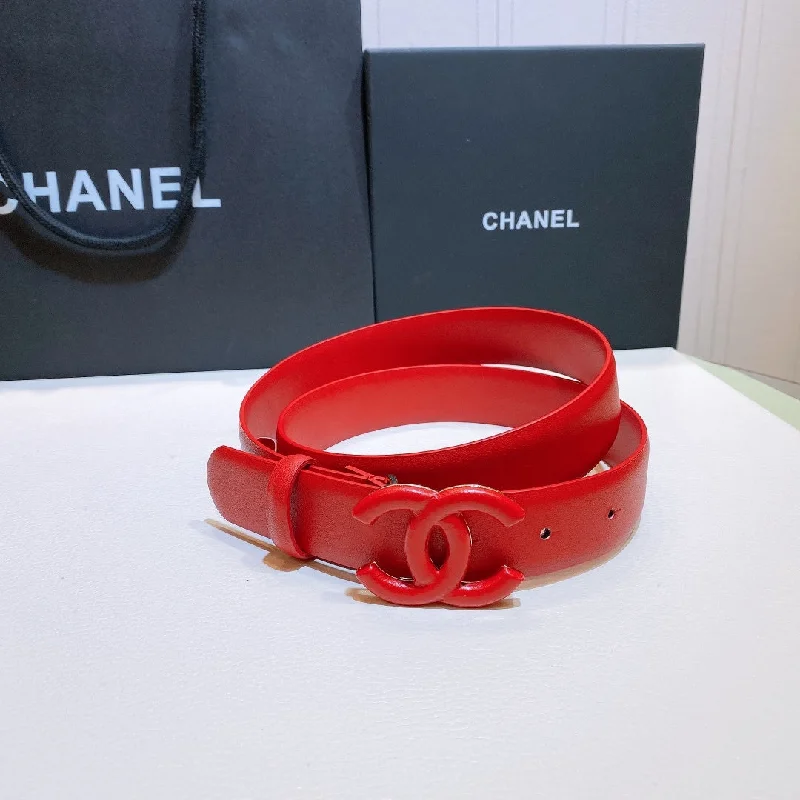 Chanel Belt With Double C Buckle Red Red Chanel Logo Hardware Women Belt