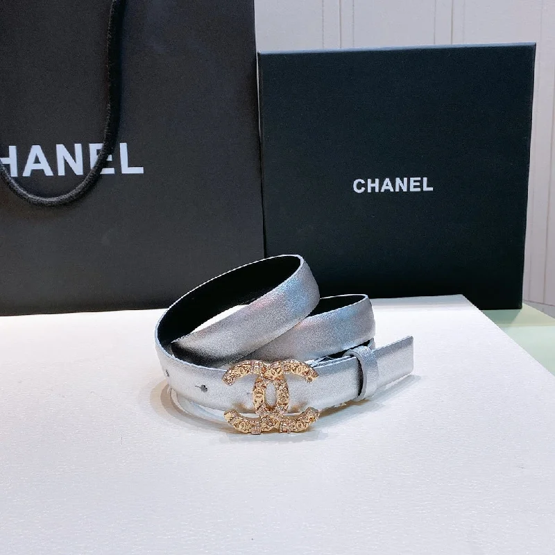 Chanel Belt With Double C Buckle Silver Gold-Toned Metal Women Belt