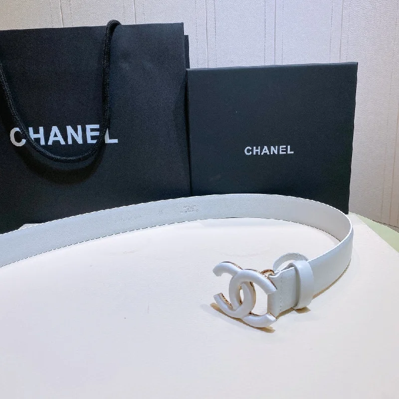 Chanel Belt With Double C Buckle White White-Toned Hardware Women Belt