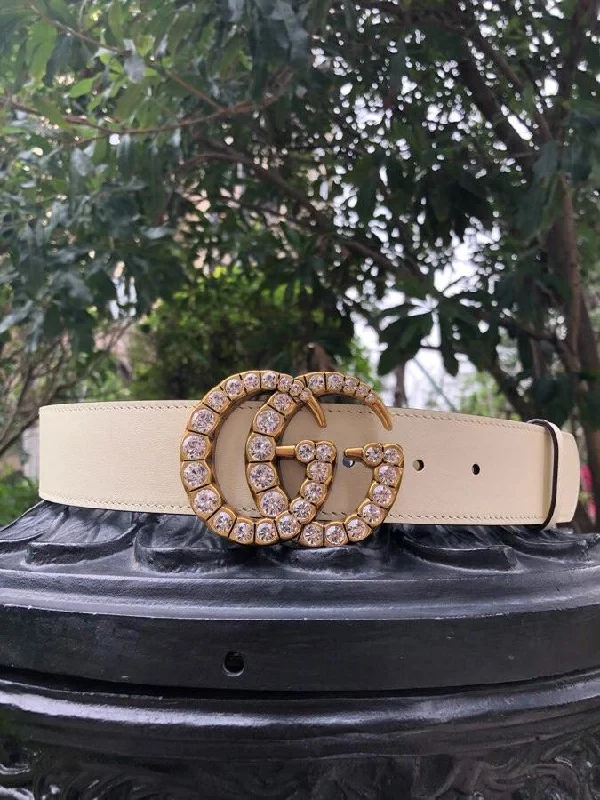 Gucci Belt Beaded Double G White GG. Women Belt ?453260