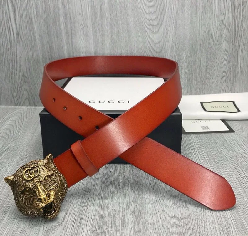 Gucci Belt With Bear Head Buckle Orange For Women. Women Belt