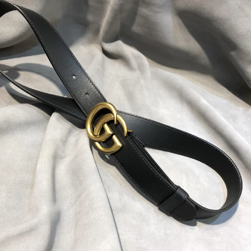 Gucci Belt With Double G Buckle Black GG. Women Belt ?409417 AP00T 1000