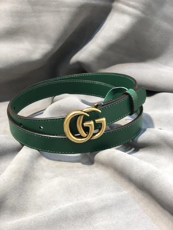 Gucci Belt With Double G Buckle Green GG. Women Belt ?414516