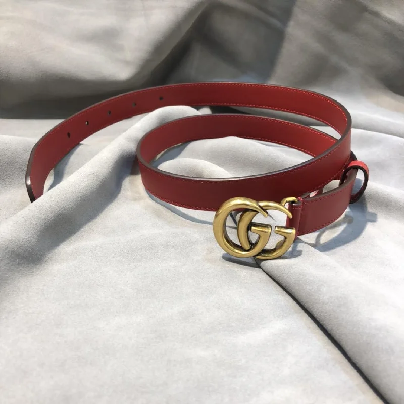 Gucci Belt With Double G Buckle Red GG. Women Belt ?414516