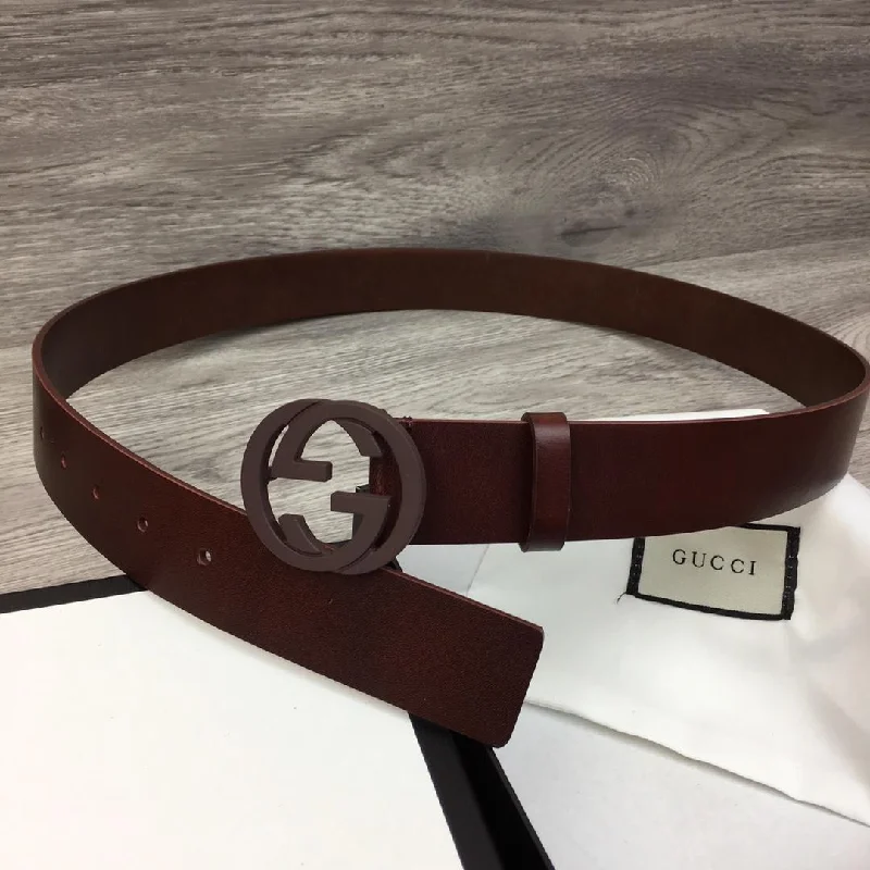 Gucci Belt With Interlocking G Buckle Brown GG. Women Belt ?368186