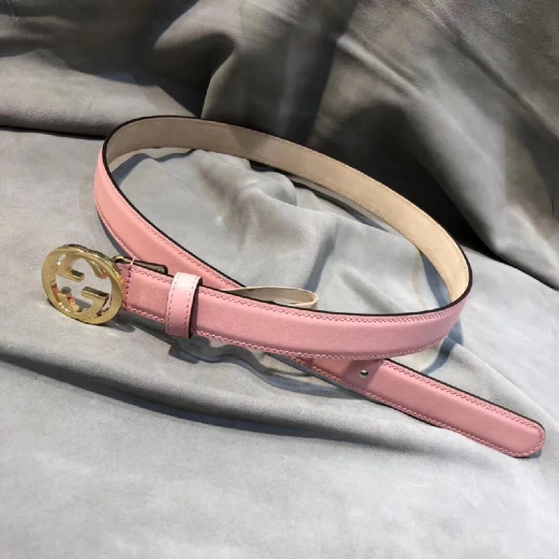 Gucci Belt With Interlocking G Buckle Pink/Cream GG. Women Belt 370717