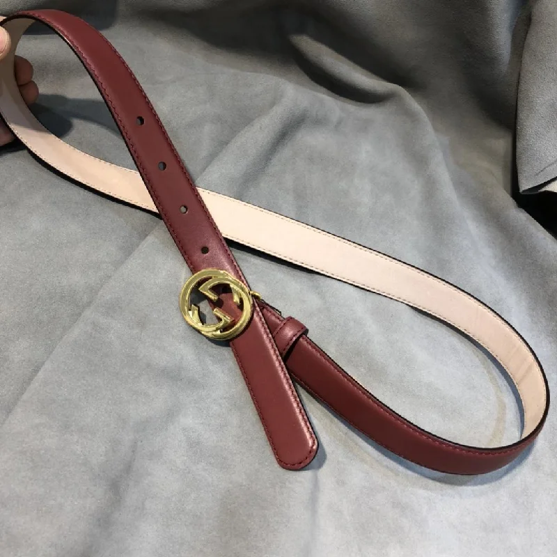 Gucci Belt With Interlocking G Buckle Red/Cream GG. Women Belt 370717