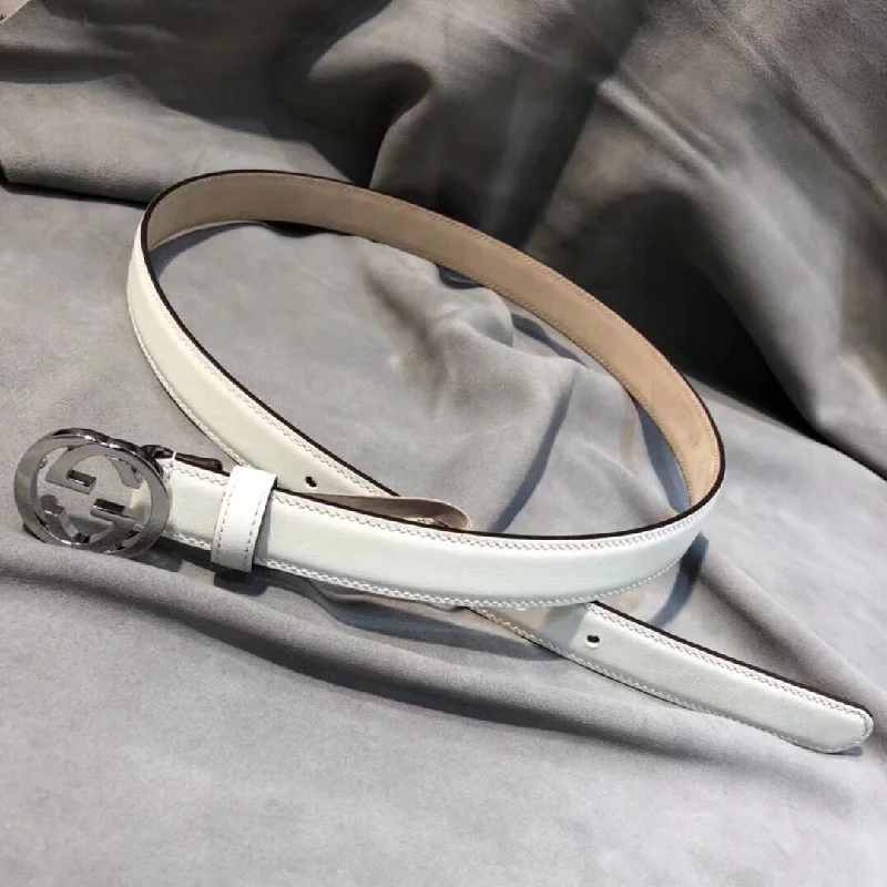 Gucci Belt With Interlocking G Buckle White/Cream GG. Women Belt 370717