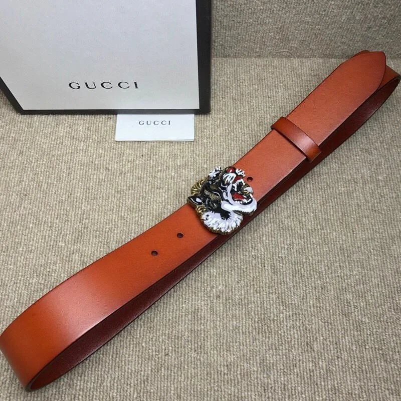 Gucci Belt With Tiger Head Buckle Orange For Women. Women Belt