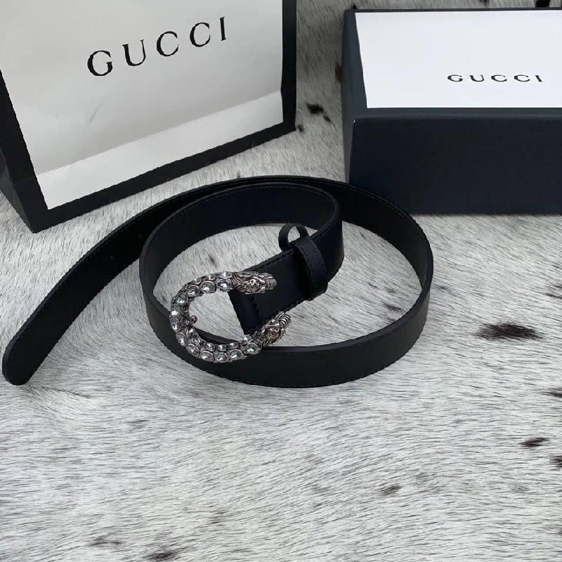 Gucci Emerald Crystal Dionysus Buckle Black For Women. Women Belt