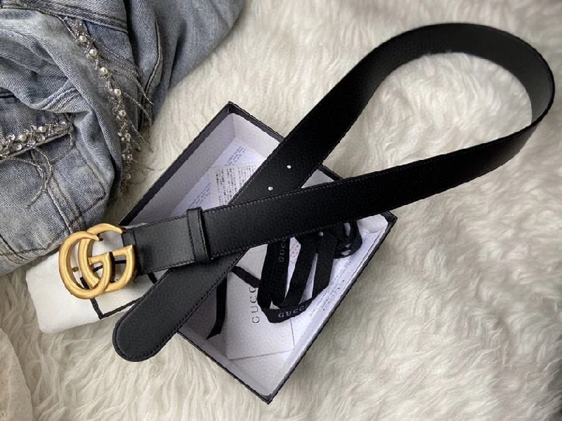 Gucci GG Marmont Belt With Shiny Buckle Black For Women. Women Belt 406831 0YA0G 1000