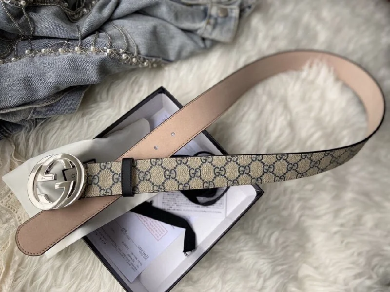 Gucci GG Supreme Belt With G Buckle Beige. Women Belt ??411924 KGDHN 4075