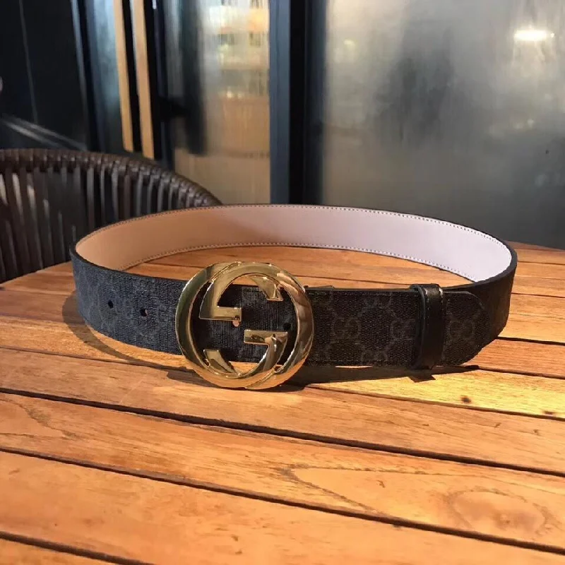 Gucci GG Supreme Belt With G Buckle Black/Grey. Women Belt 411924