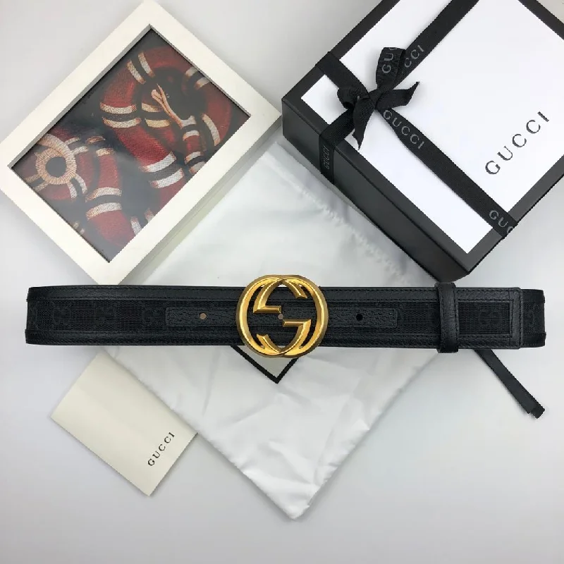 Gucci GG Supreme Belt With Interlocking G Buckle Black For Women. Women Belt