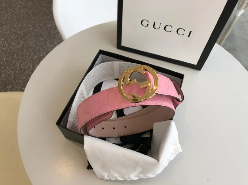 Gucci Signature Belt Pink/Cream GG. Women Belt 370543