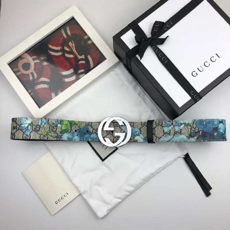 Gucci Superme Belt With Floral Embroidery Beige/Ebony Supreme Canvas For Women. Women Belt