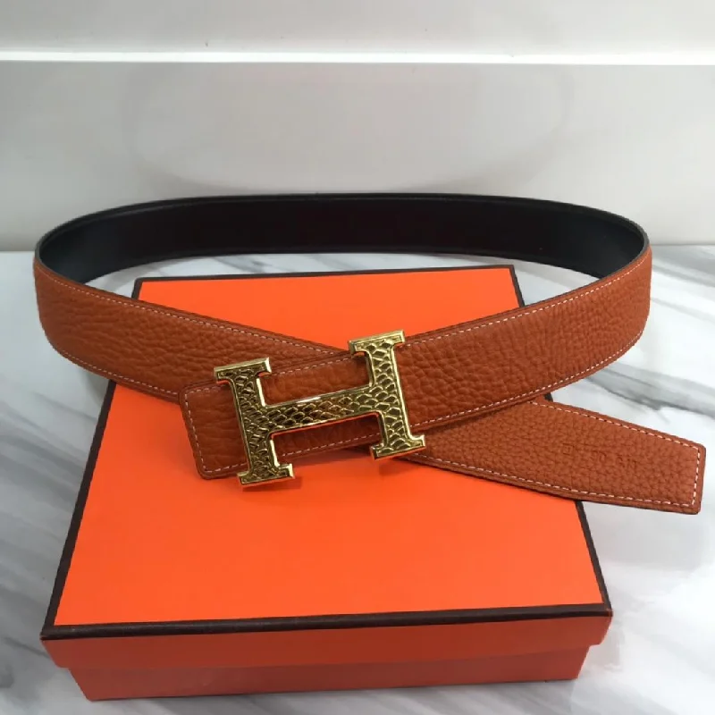 Hermes Constance Martelee Belt Buckle and Reversible Orange For Women. Women Belt