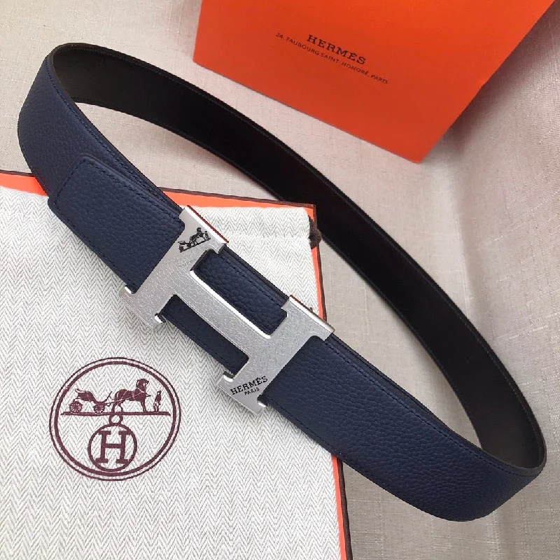 Hermes H Belt Buckle and Reversible Blue For Women. Women Belt