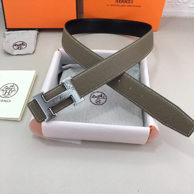 Hermes H Belt Buckle and Reversible Grey For Women. Women Belt