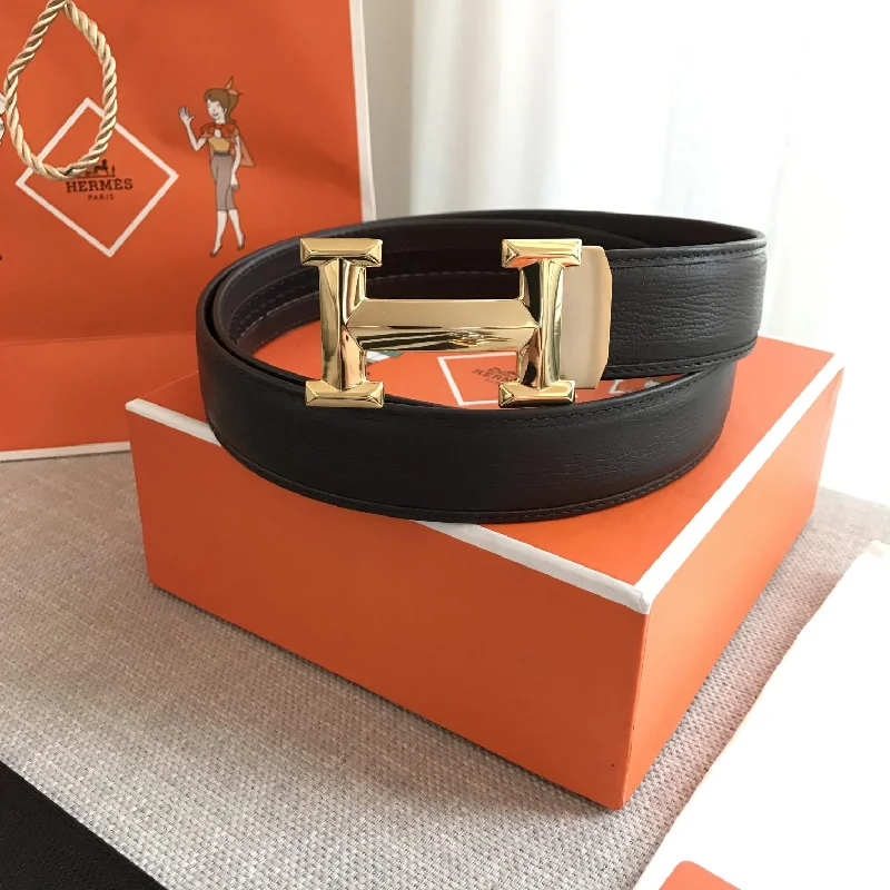 Hermes H Belt Buckle and Reversible Strap Black For Women. Women Belt