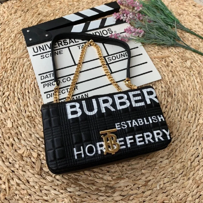 Burberry Horseferry Print Quilted Small Lola Bag Monogram Black For Women. Women-s Bags 9in/23cm