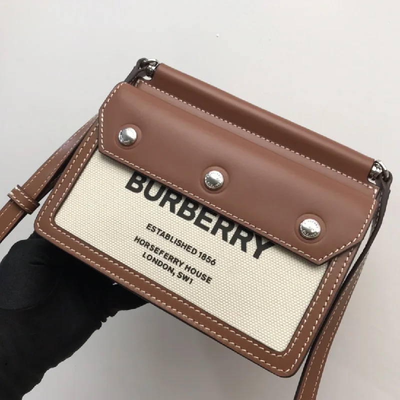 Burberry Mini Horseferry Print Title Bag With Pocket Detail Malt Brown For Women. Women-s Bags 7.5in/19cm 80146111