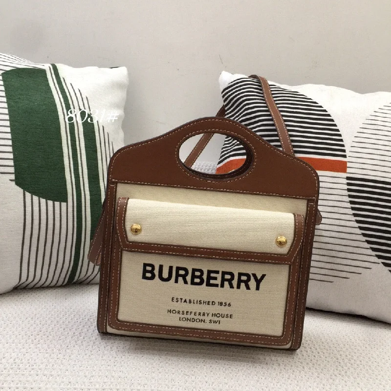 Burberry Mini Two-tone Canvas And Pocket Bag Brown For Women. Women-s Bags 10.4in/26.5cm 80393611