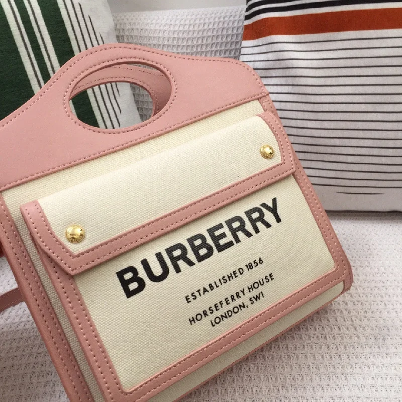 Burberry Mini Two-tone Canvas And Pocket Bag Pink For Women. Women-s Bags 10.4in/26.5cm