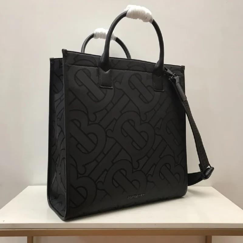 Burberry Monogram Recycled Polyester Jacquard Tote Black For Women. Women-s Bags 14.8in/37.5cm