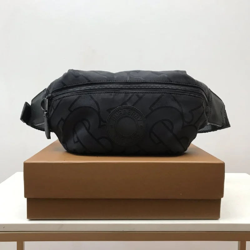 Burberry Monogram Recycled Polyester Sonny Bum Bag Black For Men. Men-s Bags 12.2in/31cm