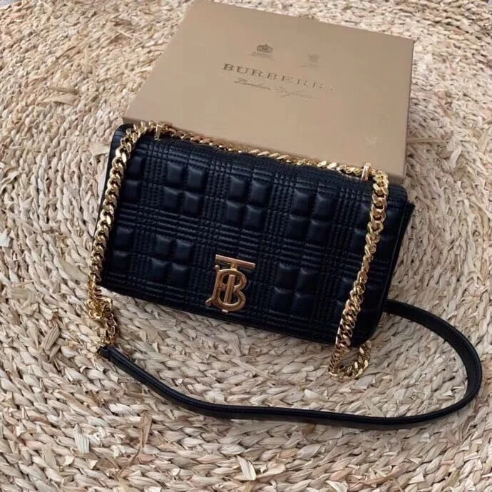 Burberry Quilted Medium Lola Bag Monogram Black For Women. Women-s Bags 11in/28cm 80217011