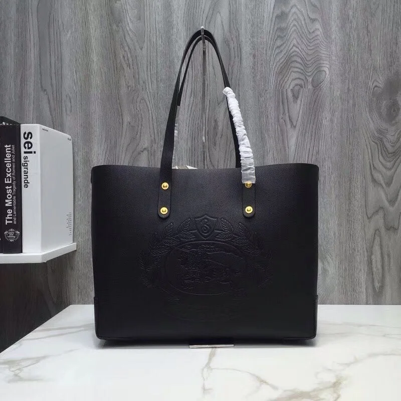 Burberry Small Embossed Crest Tote Black For Women. Women-s Bags 13.8in/35cm