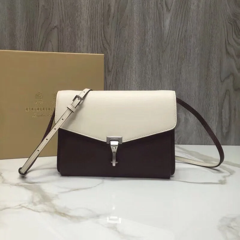 Burberry Small Macken Colorblock Crossbody Brown/White Bag For Women. Women-s Bags 9.5in/24cm