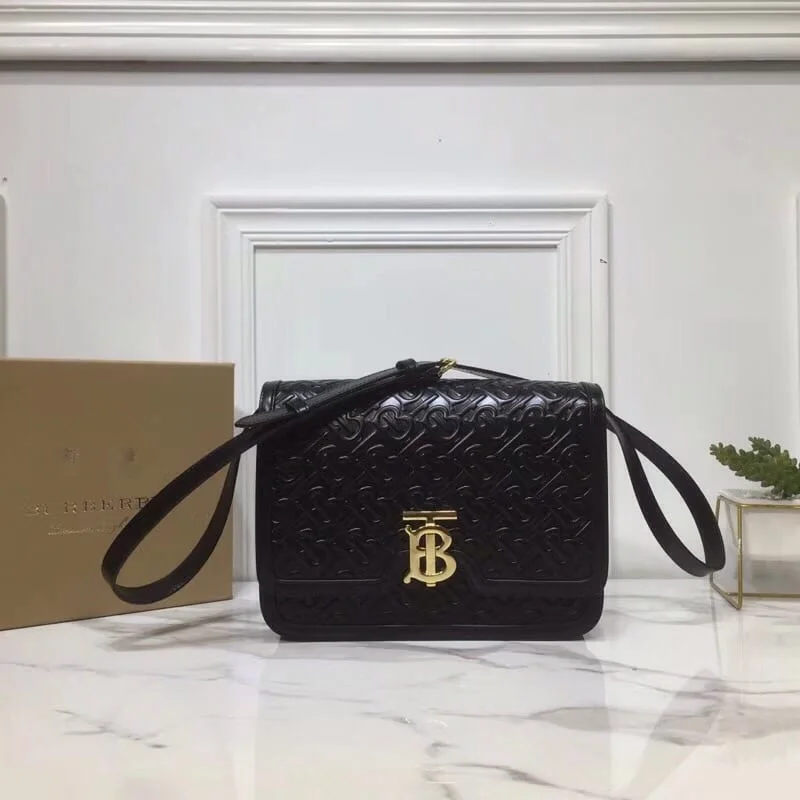 Burberry Small TB Crossbody Bag Quilted Monogram Black For Women. Women-s Bags 8.3in/21cm