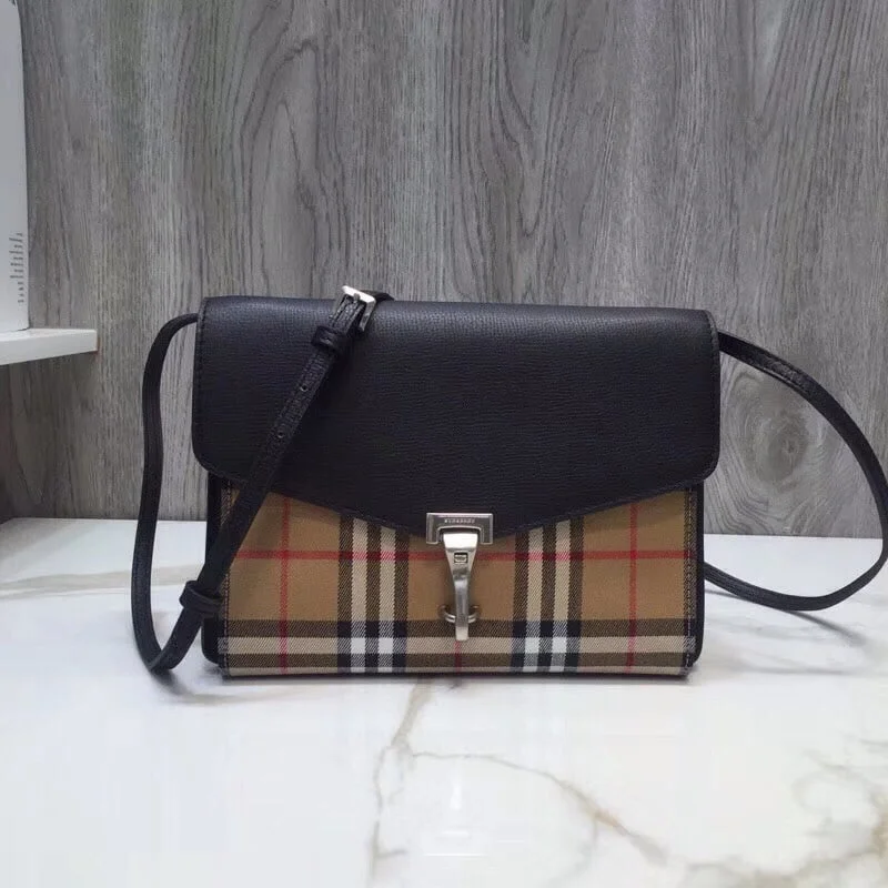 Burberry Small Vintage Check And Crossbody Bag Black For Women. Women-s Bags 9in/24cm