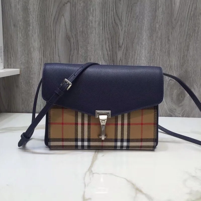 Burberry Small Vintage Check And Crossbody Bag Blue For Women. Women-s Bags 9in/24cm