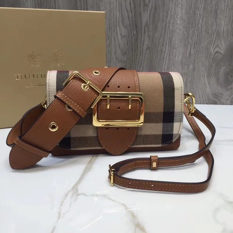 Burberry The Small Buckle Bag In House Check Brown For Women. Women-s Bags 7.5in/19cm