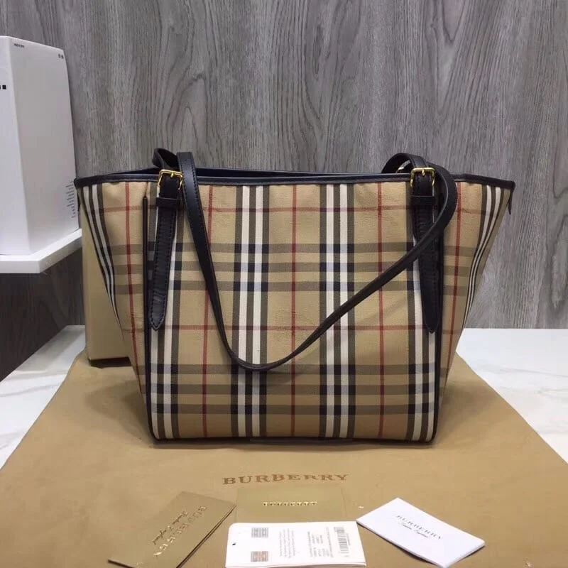 Burberry The Small Canter Horseferry Check Tote Black For Women. Women-s Bags 11.6in/29.5cm