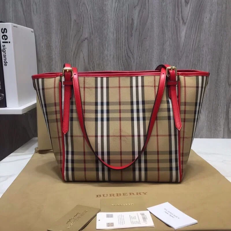 Burberry The Small Canter Horseferry Check Tote Red For Women. Women-s Bags 11.6in/29.5cm