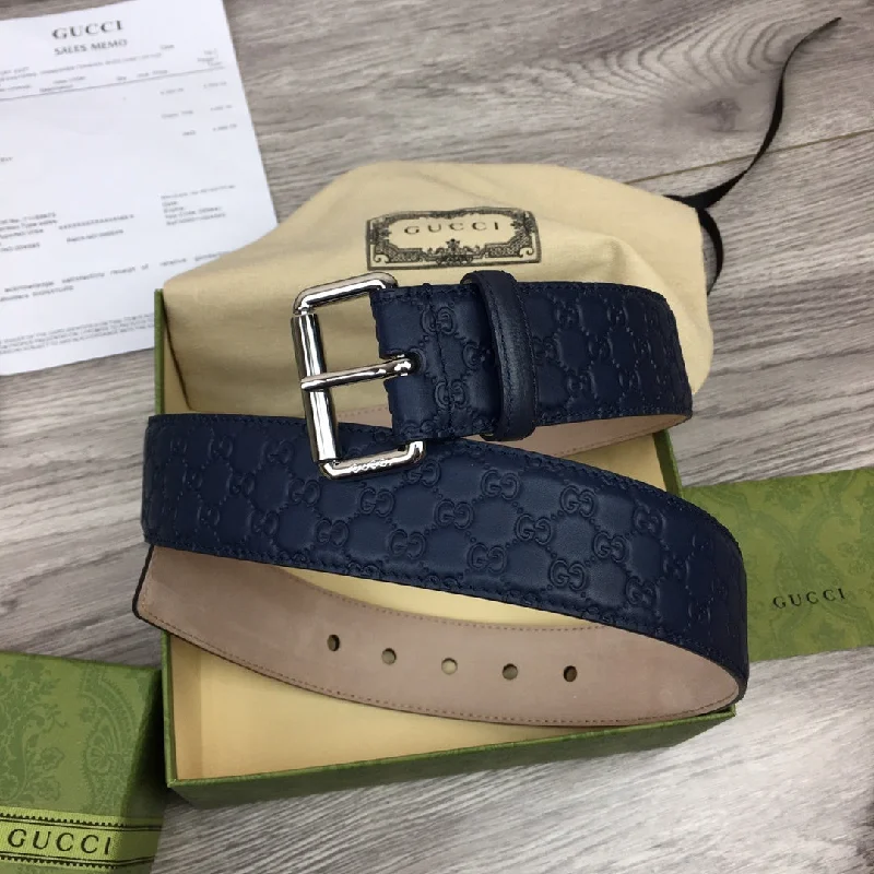 Gucci Belt Signature With Square Buckle Blue For Women. Women Belt