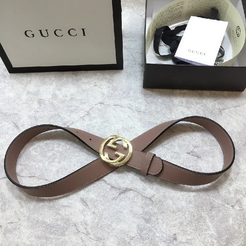 Gucci Belt With Interlocking G Buckle Brown GG. Women Belt 370717